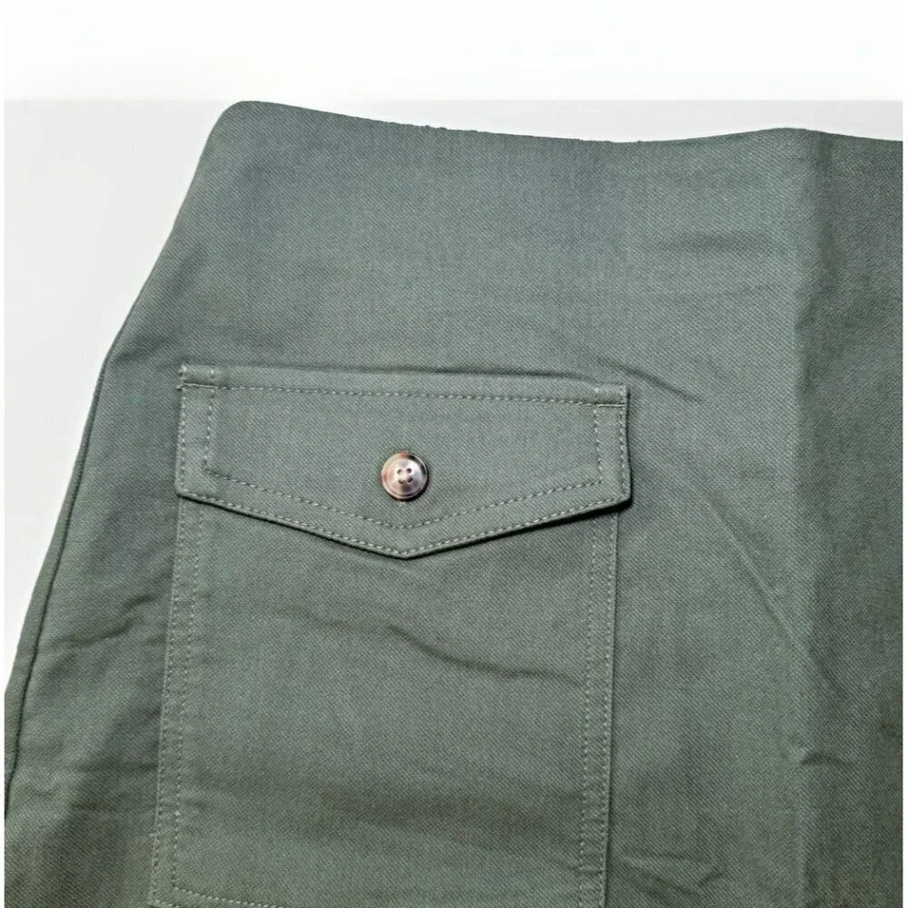 LOFT Womens A-line Skirt Size 6 Green Front Pockets Back Zip Fall - Picture 3 of 7